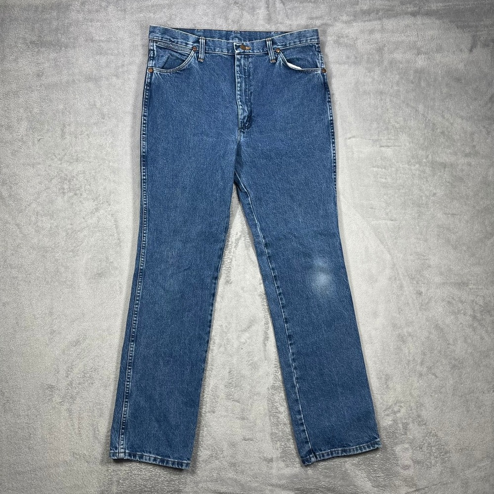 Wrangler Jeans Mens 36x34 Blue Cowboy Cut Slim Fit Straight Leg 936GBK